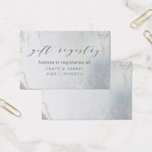 Ombre Dusty Blue Frosted Gift Registry Insert Kaar Visitekaartje