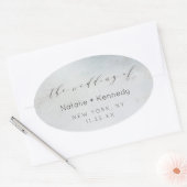 Ombre Dusty Blue Frosted Silver Foil Luxe bruiloft Ovale Sticker (Envelop)