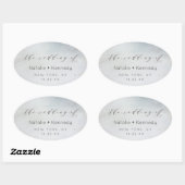 Ombre Dusty Blue Frosted Silver Foil Luxe bruiloft Ovale Sticker (Vel)