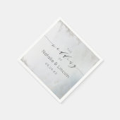 Ombre Dusty Blue Frosted Silver Wedding Monogram Servet (Hoek)