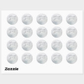 Ombre Dusty Blue Frosted Zilveren Bruiloft Dank u Ronde Sticker (Vel)