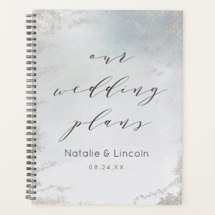 Ombre Dusty Blue Frosted Zilveren Luxe bruiloft Planner