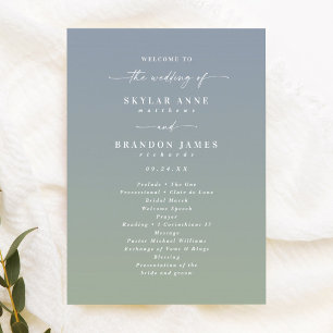 Ombre Dusty Blue & Green Wedding Ceremony Programm Programma