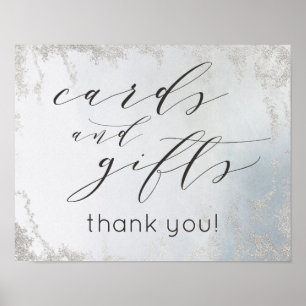 Ombre Dusty Blue Kaarten & Gifts Wedding Table Sig Poster