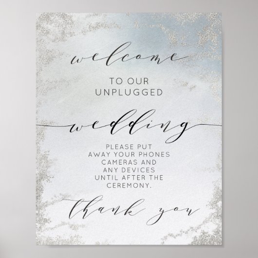 Ombre Dusty Blue Luxe Tafel zonder stopcontact Poster (Voorkant)
