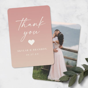 Ombre Dusty Roos Pink & Champagne Wedding Bedankkaart