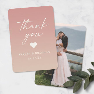 Ombre Dusty Roos Pink & Champagne Wedding Bedankkaart