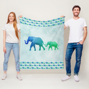Ombre Elephants Fleece Blanket Deken
