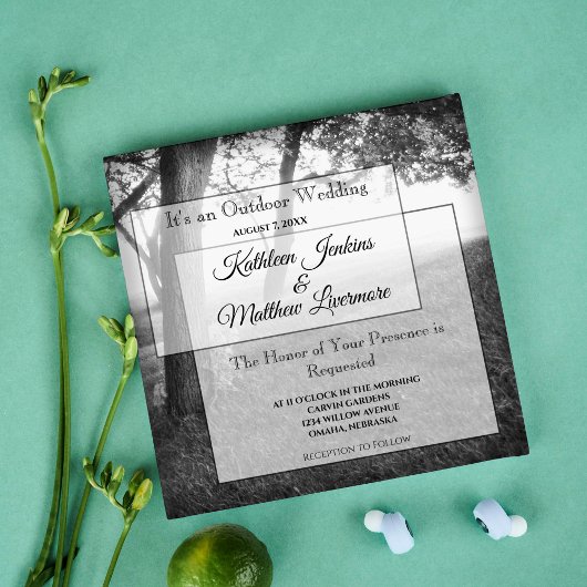 Ombre extérieure Noir & Blanc Mariage Invitations