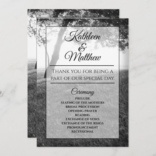 Ombre extérieure Noir & Blanc Programmes de mariag (Devant / Derrière)