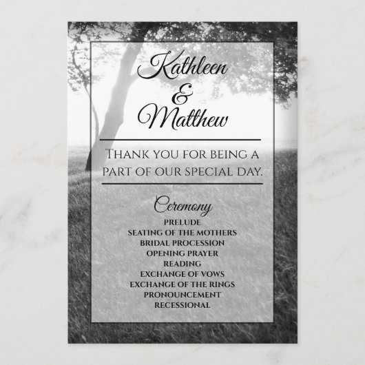 Ombre extérieure Noir & Blanc Programmes de mariag (Devant)