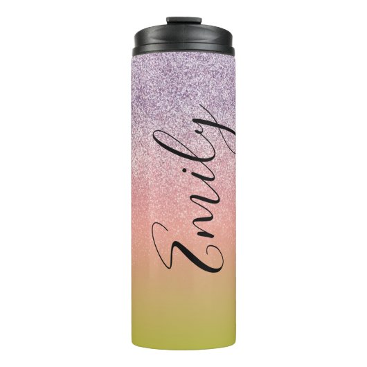 Ombre Faux Sparkle Colorful Monogramming Name Thermosbeker (Voorkant)