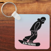 Ombre Freeride snowboarder snowboarden stencil Sleutelhanger (Voorkant)