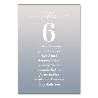 Ombre Gardenia Witte & Stof Blauwe Gastnamen Kaart