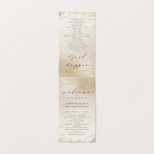 Ombre Geel Goud Frosted Bruiloft Ceremonie Program Kaart (Buitenkant ongevouwen)