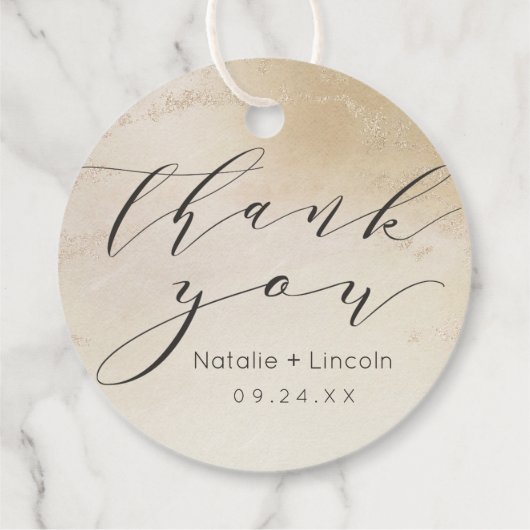 Ombre Geel Goud Frosted Folie Bruiloft Dank u Bedankjes Labels (Achterkant)