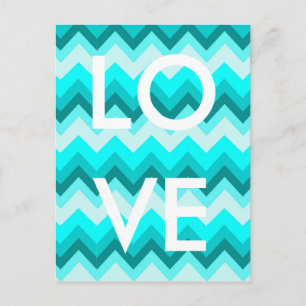 Ombre Girly Pattern Blauwgroen Turquoise Chevron Briefkaart
