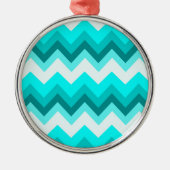 Ombre Girly Pattern Blauwgroen Turquoise Chevron Metalen Ornament (Voorkant)
