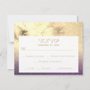 *~* Ombre Glitter Aubergine Geel Goud RSVP Kaartje