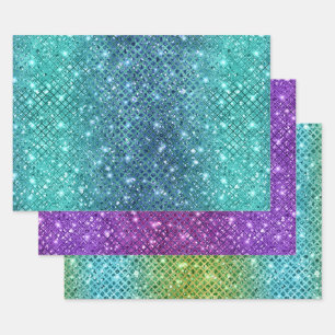 Ombre Glitter Diamant Patronen met Glitters Inpakpapier Vel