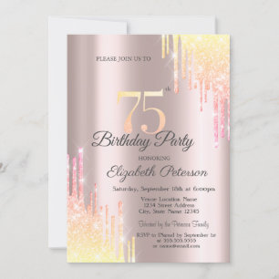 Ombre Glitter Drips 75ste Verjaardagsfeestje Kaart