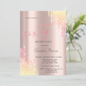 Ombre Glitter Drips Roos Gold 60e Verjaardag Kaart (Staand voorkant)