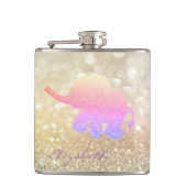 Ombre Glitter Elephant, Bokeh - Gepersonaliseerd Heupfles (Voorkant)
