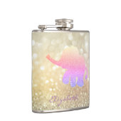 Ombre Glitter Elephant, Bokeh - Gepersonaliseerd Heupfles (Rechts)