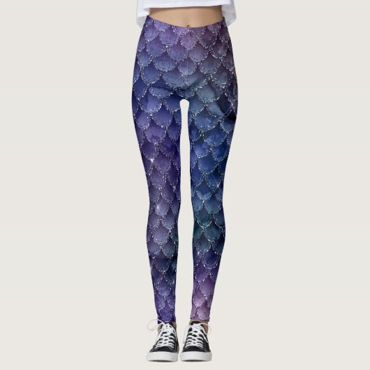 Ombre Glitter Mermaid Scales Leggings (Voorkant)