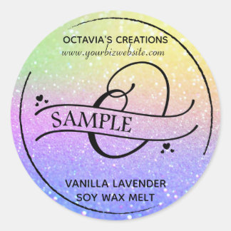 Ombre Glitter Monogram van het Steekproefproduct Ronde Sticker