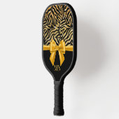 Ombre Glitter Zebra Gouden Boog Monogrammed Pickleball Paddle (Links)