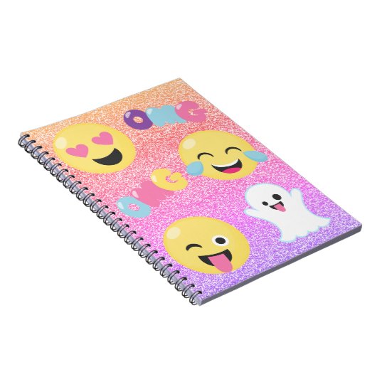 Ombre Glittered OMG Emoji Spiral Notebook Notitieboek (Rechterzijde)