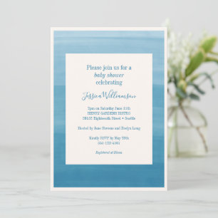 Ombre Gradient Dip Dye Ocean Blue Baby shower Kaart