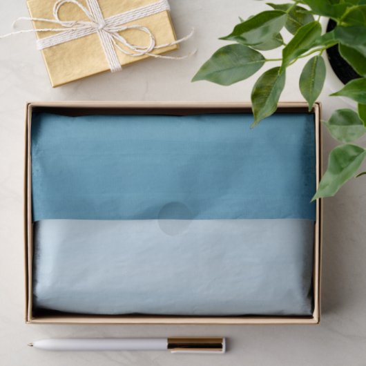 Ombre Gradient Dip Dye Ocean Blue   Tissuepapier (Geschenk)