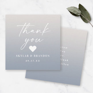 Ombre Gradient Dusty Blue Ivory Wedding Bedankt Notitiekaartje