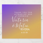 Ombre Gradient Paars Yellow Sunset Wedding Likeurfles Etiket (Enkel label)