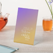 Ombre Gradient Paars Yellow Sunset Wedding Reclamebord Met Voetstuk (Insitu)