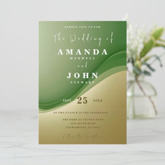 Ombre Gradient Spring kleurenpalet foto bruiloft Kaart (Staand voorkant)