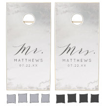Ombre Gray White Frosted Silver Wedding Mr & Mrs.