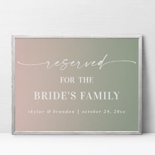 Ombre Groen Gereserveerd Huwelijk Bord Voor Famili Poster