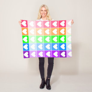 Ombre Hearts Fleece Deken