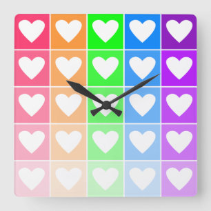 Ombre Hearts Vierkante Klok
