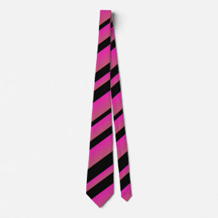 Ombre Hot Pink Black Multi Diagonal Stripes Stropdas