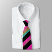 Ombre Hot Roze Regenboog Multi Diagonale Strepen Stropdas (Gebonden)