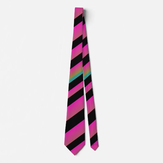 Ombre Hot Roze Regenboog Multi Diagonale Strepen Stropdas (Voorkant)