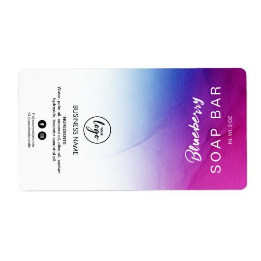 Ombre Ink Indigo en Paarse Zeap Bar-labels Etiket (Voorkant)