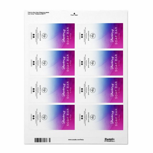 Ombre Ink Indigo en Paarse Zeap Bar-labels Etiket (Full Sheet)