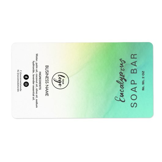 Ombre Ink Turquoise Soap Bar Labels (Voorkant)