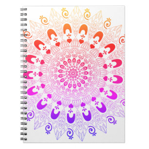 Ombre Kleuren Mandala Bloem Ontwerp Schets Art Notitieboek
