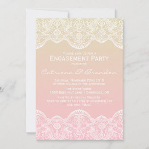 Ombre Lace Pattern Sunset Verloving Invitation Kaart